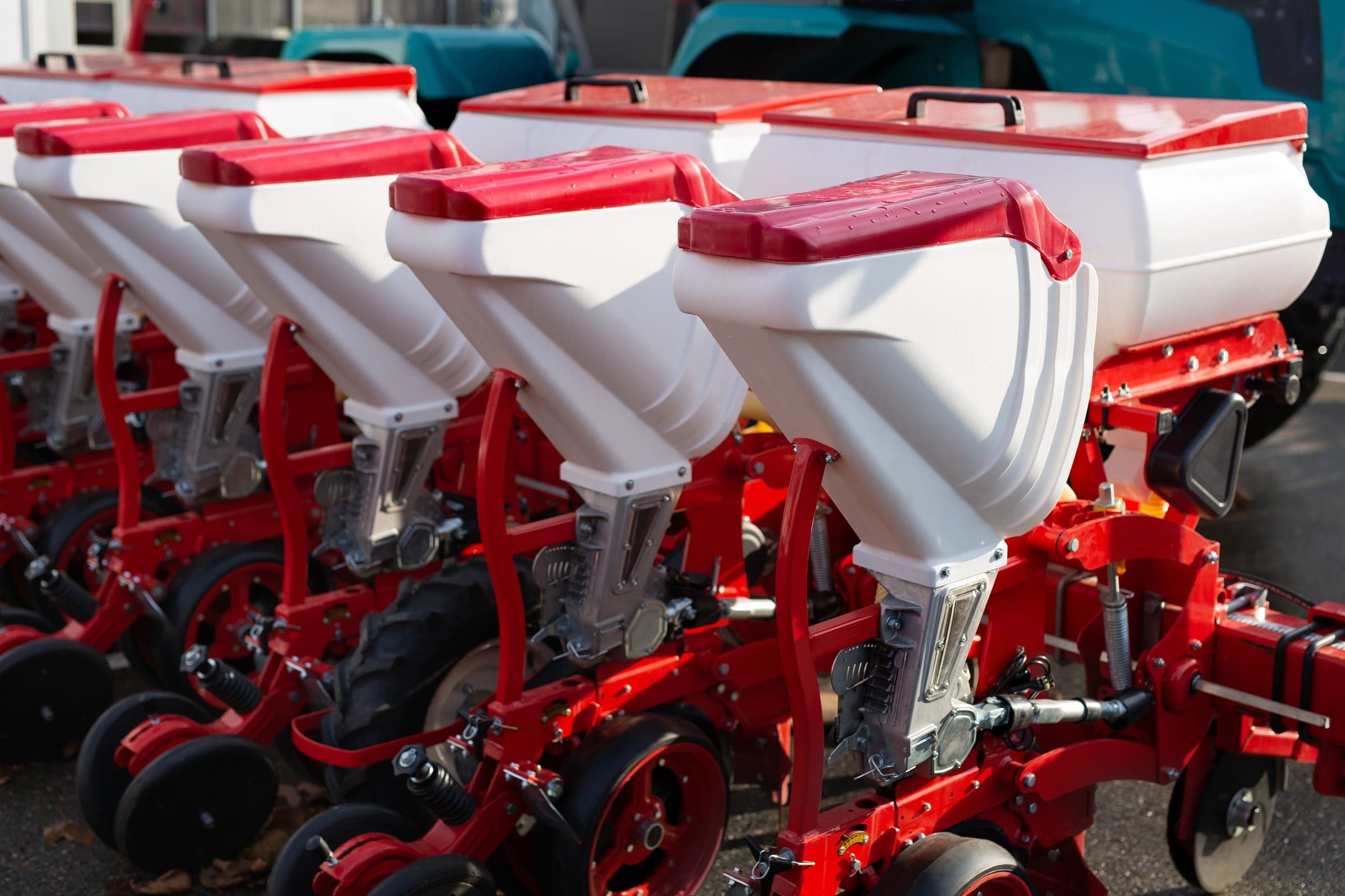 Red and white precision seed planter
